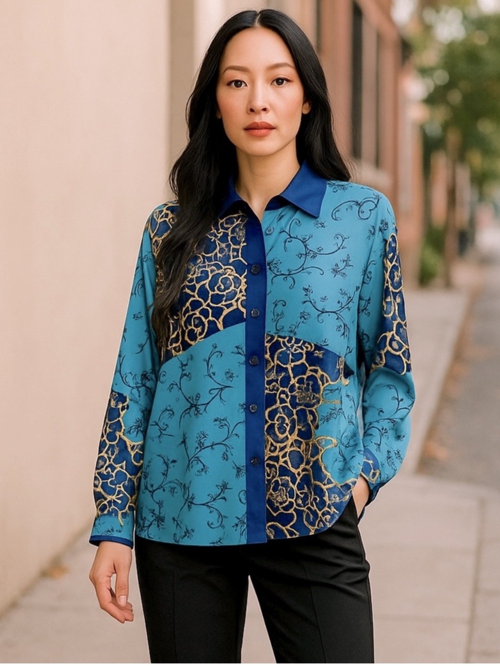 August Max Silk Oversized Tunic Blouse NWT size 4